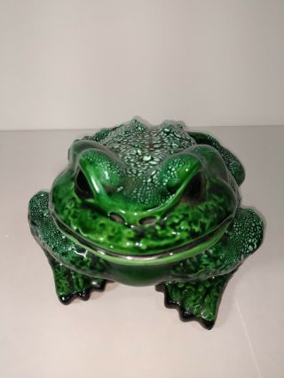 Vintage Arnels Large and Small Glazed Pottery 1970s Toad Frog Signed 6