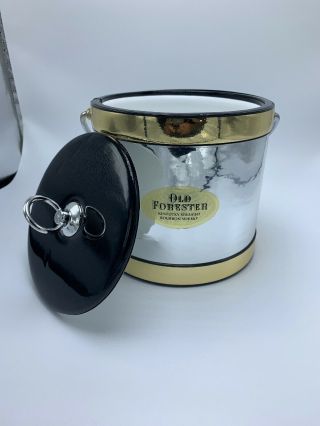 Vintage Silver And Gold Old Forester Insulated Ice Bucket Brown Forman Chrome