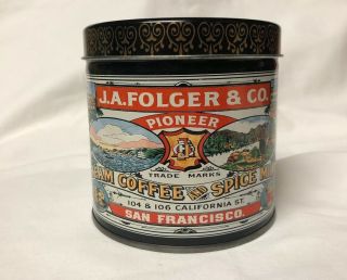 J.  A.  Folger & Co Pioneer Steam Coffee & Spice Mills Tin