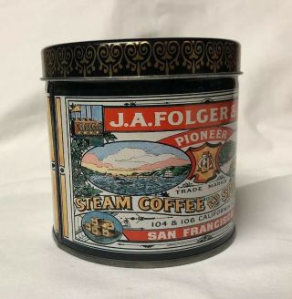 J.  A.  FOLGER & Co Pioneer Steam Coffee & Spice Mills Tin 3
