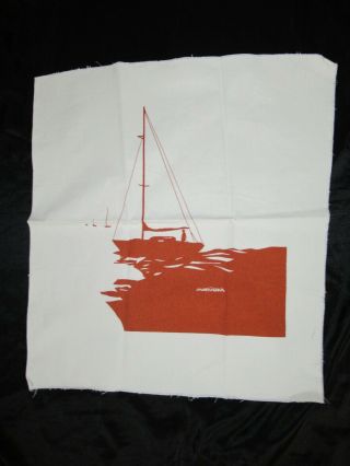 Marushka Sailboat Vtg Mid - Century Silk Screen Fabric Art Print 16 " X 14 "