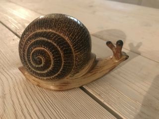 Vintage 70 ' s French Ceramic Pottery Snail Decor gastropod figurine mollusk 2