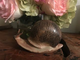 Vintage 70 ' s French Ceramic Pottery Snail Decor gastropod figurine mollusk 5