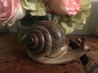 Vintage 70 ' s French Ceramic Pottery Snail Decor gastropod figurine mollusk 8