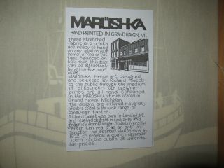 MARUSHKA ship boat VTG MID - CENTURY SILK SCREEN FABRIC ART PRINT 16 