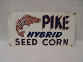 Pike Hybrid Seed Corn Fish Logo Hybrids Advertising Farm Feed Store Sign