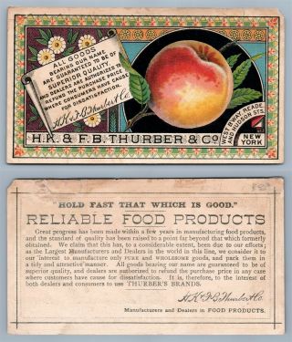 Victorian Trade Card H.  & F.  Thurber & Co Food Products Apples Antique