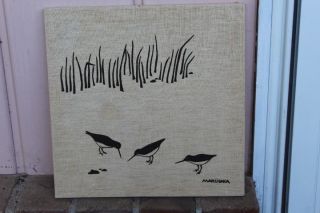 Marushka Sandpiper Birds Vintage Mid - Century Silk Screen Fabric Art Print 2