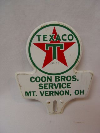 Texaco Gas Oil Coon Bros.  Mt.  Vernon,  Oh Advertising License Plate Topper Sign