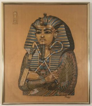 Stunning Egyptian Sarcophagus Portrait Made Of Silk And Thread.  Quality
