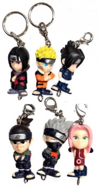 Naruto Set Of 6 Mini Figure Keychains