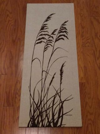 Marushka Beach Sea Grass Vtg Mid - Century Silk Screen Fabric Art Print Textile