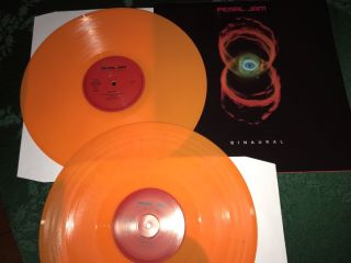 Rare Pearl Jam " Binaural " Uk Promo,  2 - Lp,  Orange Vinyl; Gatefold Cover
