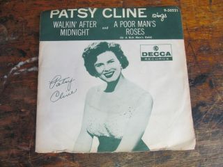 Patsy Cline Walkin After Midnight 45 Decca P/s Vg,  Plays Well