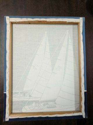 Authentic Vintage Sail Boats Marushka Silk Screen Stretched Art Print Wood Frame 4