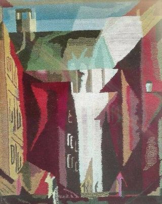 Lyonel Feininger Tapestry 1940s - Framed Bauhaus Art Rug Kandinsky Klee Bayer