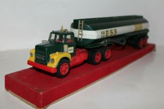 Rare 1967 Marx Hess Toy Tanker Truck With Red Velvet Box Bottom Lights
