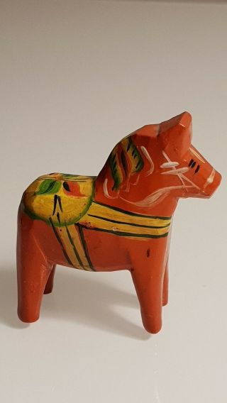 Vintage Swedish Dala Horse.  Folk Art Carved Sweden Hand Painted.
