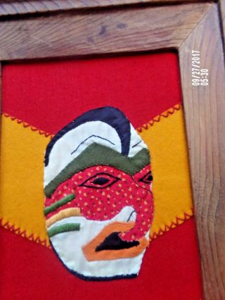 voo - doo man tribal face mask embroidered african felt framed cloth wall decor 8