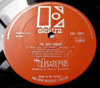 The Doors The Soft Parade 1969 Uk Elektra 1st Press,  Insert Near