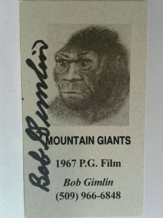 Bob Gimlin Authentic Hand Signed Autograph Business Card - Bigfoot P.  G Film 1967