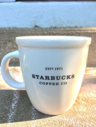 Starbucks Coffee Barista Mug Cup Est 1971 Abbey 18 oz White Black 2001 Large 3
