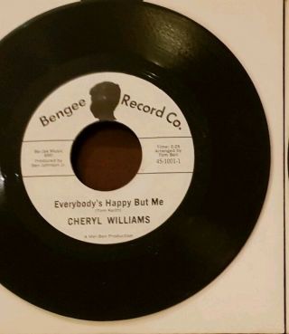 Northern Soul - Cheryl Williams - Everybodys Happy But Me - Bengee Label " Listen "