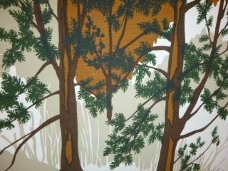 Vtg 70s Marushka Textile Art Screen Print Stretched Fabric Wall Art Trees Forest 5