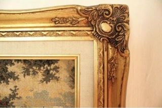 Vtg One Of A Kind Ornate 3D Embroidered Tapestry Gold Framed French Rococo Art 8
