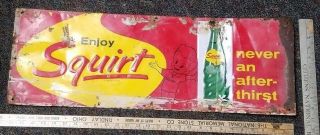 Squirt Metal Gas And Oil Sign Soda Pop