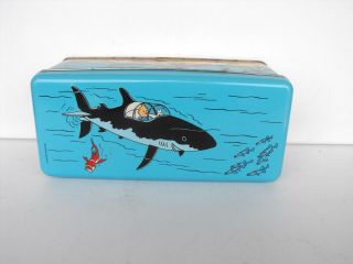 Rare Tintin Snowy Shark Metal Box 2009 France Awesome Must Have L@@k