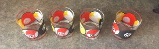 Set of 4 Vintage Billiards Pool Ball Low Ball Glasses Cocktail Drink Glassware 5