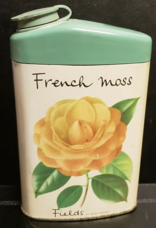 Vintage Fields Of Bond Street French Moss Talcum Powder In Tin Shaker Can