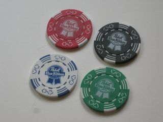 4 Pabst Blue Ribbon Collectible Poker Chips