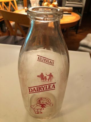Vintage Quart Milk Bottle Miss Dairylea Dairy York Rare All 4 Sides Have Art