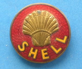 120 Vintage Shell Oil Red And Yellow Enamel Lapel Badge Pin