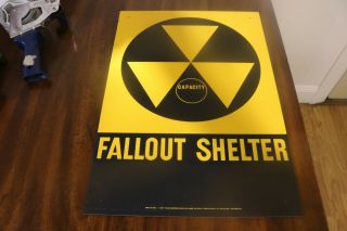 1960s Metal Nos Big 20 X 14 Civil Defense Fallout Shelter Sign Not Repr
