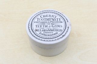 Vintage C1900s Bellamy & Wakefield Birmingham Cherry Toothpaste Potlid & Base