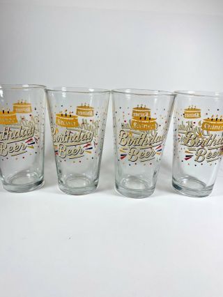 Spoetzl Brewery Shiner Birthday Beer Pint Glasses Set Of 8 Collectible Rare Ndw