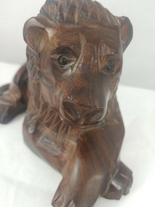 LION ROSE WOOD CARVING HAND MADE fIGURINE STATUE 2