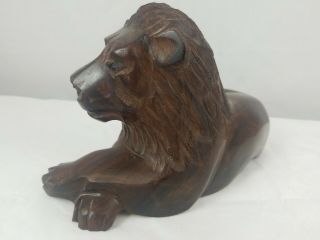LION ROSE WOOD CARVING HAND MADE fIGURINE STATUE 3