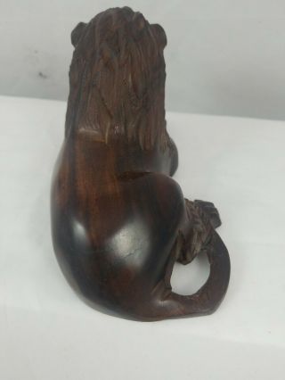 LION ROSE WOOD CARVING HAND MADE fIGURINE STATUE 5