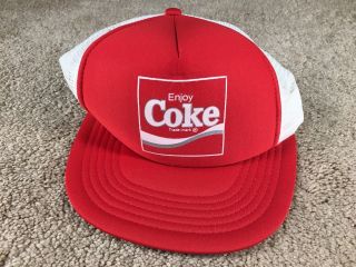 Vintage Enjoy Coca - Cola Hat Trucker Mesh Foam Cap Snapback Advertising Coke