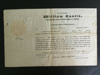 1824 William Eustis,  Secretary Of War,  Ma Governor Document Signed