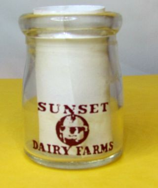 Sunset Dairy Farms Red Pyro W/cow Glass Advertising Mini Creamer Tucson Az