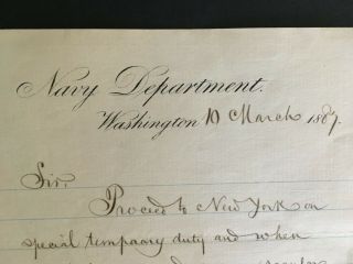 1887 William Collins Whitney,  Secretary of the Navy,  document signed 3