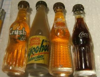 4 Miniature Soda Bottles Yoo - Hoo,  Orange Crush,  Canada Dry,  Coca Cola All Full