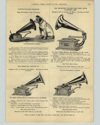 1905 Paper Ad 2 Sided Victor Talking Machine Record Player Phonograph Nipper