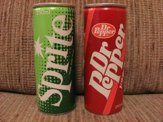 Vintage Japan Japanese Dr.  Pepper & Sprite Empty 250ml Aluminum Soda Cans