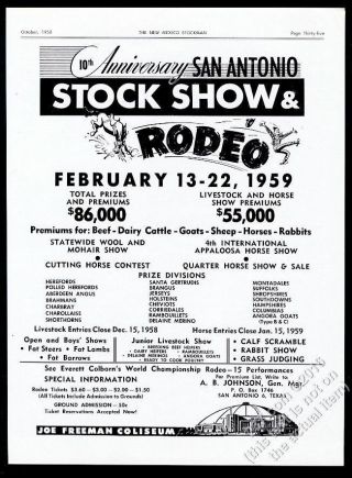 1956 San Antonio Texas Stock Show And Rodeo 10th Anniversary Vintage Print Ad